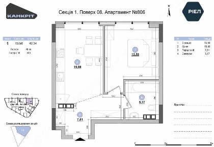 Від Забудовника 1-к 42.34 м² Позняки Дніпровська набережна17