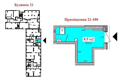 Фасадна комерція з ремонтом 8.5 м2 в центрі ЖК Файна Таун. Без Комісії