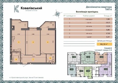 Продаж 2х. кімнатної квартири на Ковалівці