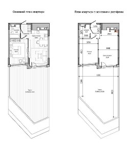 Унікальне планування! Найкраща пропозиція! 60,35 м. кв., 1-кімнатна.