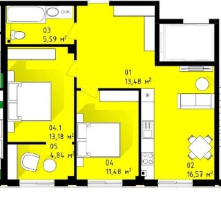 2-кімнатна квартира від будівельників 65 кв. м Розстрочка на 45 місяців