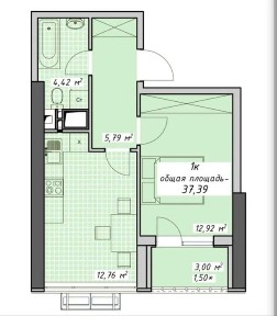 Однокомнатная квартира в ЖК Атмосфера