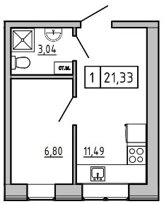 1 комнатная c ремонтом в малоэтажном доме с АОГВ в ЖК КEKS