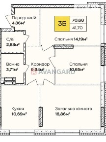 Продаж 3к квартири 70.7 кв. м на вул. Івана Кочерги • ID 33803952
