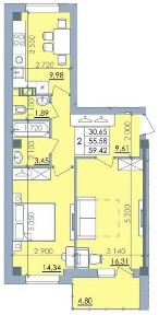 Продажа 2х комнатной квартиры в р-н Браилки