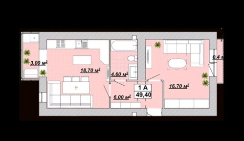 1кім. двостороння квартира великої площі. Княгинин