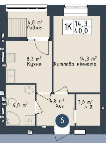 1-комнатная 40 м² на Слободке. 2 этаж. Рассрочка.