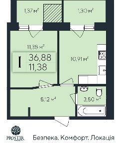 Продаж 1-кімнатної квартири 36.88 м², Євгена Коновальця вул., 1