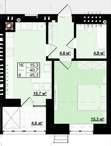 Продається простора 1 кім. 45,3 м2 ЖК Міленіум. Розтермінування