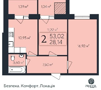 Продажа 2-комнатной квартиры 53.02 м², Евгения Коновальца ул., 1