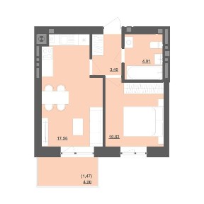 Продаж (Єоселя) 1-кімнатної квартири 39 кв. м Пустомити (9 км. від Львова)