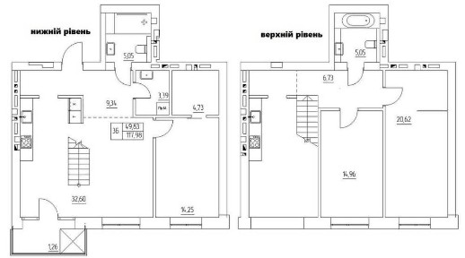 Трикімнатна квартира - 118 квадратних метрів