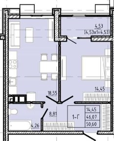 Продам 1 комн 51 м2 ЖК 