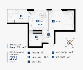 1-квартира Пасічна 37,1м2