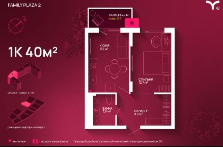 Продам однокімнатну квартиру центр міста ЖК Family plaza