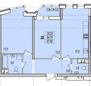 Продам 2 комн 68м2 ЖК 