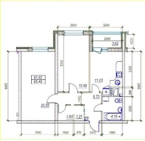 *Центр, 2-х ком квартира 65м2 в новом доме!