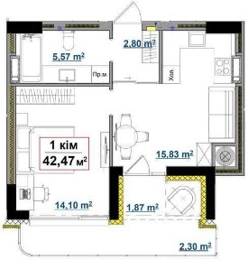 Продаж 1-кімнатної квартири в ЖК “Парк Авеню”
