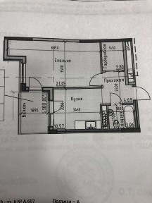 1 кім. квар. Пространство на Дачній будинок А з балконом 45м2.