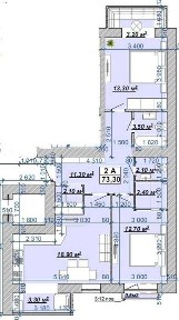 Продаю, 2-х кім, ЦЕНТР, КНЯГИНИН, 73,3м. кв., Кухня-вітальня