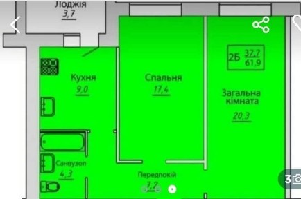 Продаж 2-кімн в НОВОБУДОВІ! 4/11 поверх