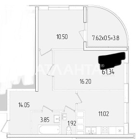 Двухкомнатная комнатная квартира в рассрочку на год в ЖК 61 Жемчужина