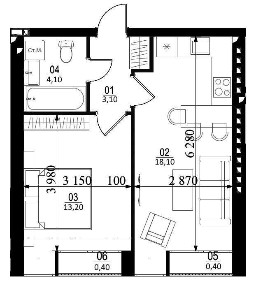 Продаж квартири 39 м2 в ЖК City lake, с. Шевченкове