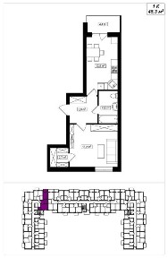1-кімнатна квартира 45,3 м2 в ЖК <a href='/newbuilding/7521/view/zk-amsterdam'>Амстердам</a> Клубний з двориком 18м2