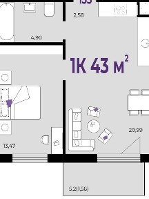 Продаж 1к квартири 43 кв. м на вул. Тараса Шевченка 6/1 • ID 34055575