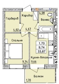 Швидкий продаж акційна ціна 1к квартира 34 м2 в ЖК Бургундія 3 Ірпінь 35190$