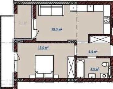 Продаж 1 кім. квартира / 45.4 м / ЖК Terra M - 2 черга