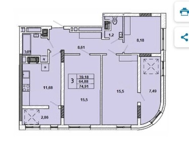 Продаж 3-к квартири 75 м/ЖК на Миколайчука, 38/Галжитлобуд.