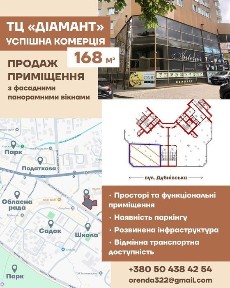 Продаж комерційної площі з діючою орендою 168 кв. м