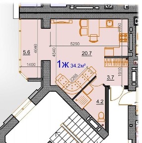 Продаж 1кк 34.2м2. ЖК Курортний. Є-Оселя.