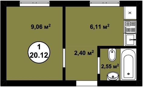 Купити квартиру | 22.97 кв. м. | Роздільна | Центральні комунікації | ЖК Aura park | Без комісії