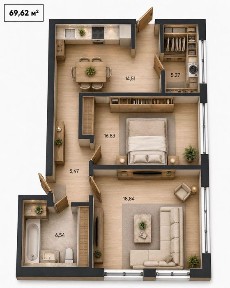 Продаж 2-кім квартири 69,62 м² ЖК Orlan Residents