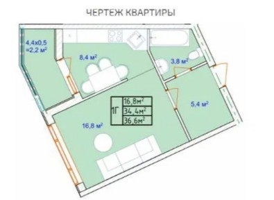 Продажа 1-комнатной квартиры 37 м², Фонтанская дор.