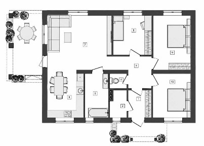Будинок 92 м² | 3 спальні + кухня-вітальня 34 м² | Без комісії