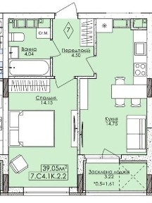 Продаж 1к квартири 39.05 кв. м на вул. Князя Володимира Великого • ID 34370999