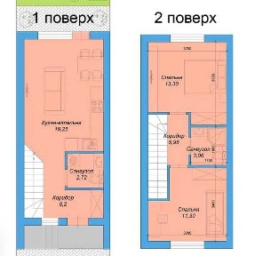 Продаж 2 поверхового таунхауса з ділянкою на 1 сотку, 64 кв. м, 3 кімнати, на вул. Фруктова 77 • ID 33674032