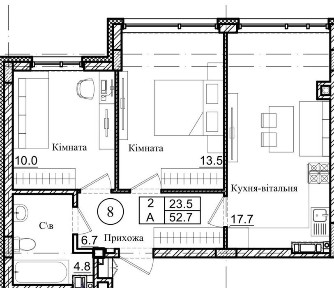 Продаж 2-кімнатної квартири з ремонтом в Святопетрівському