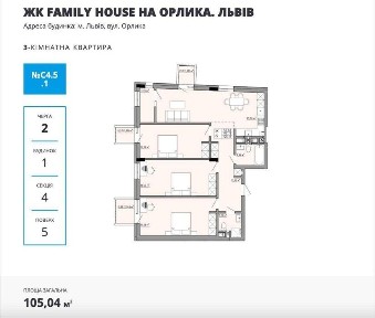 Продаж 3 кімнатної квартири ЖК Family House вул. Пилипа Орлика
