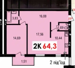 ЗДАНА 2 кім. квартира 65м2 в районі Озера ЖК 