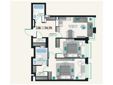 Продаж 2к з прямим видом на Дніпро в ЖК Edeldorf Hills