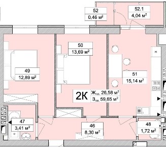 2-кімнатна квартира 62м. кв. в ЖК Атмосфера Life в іпотеку