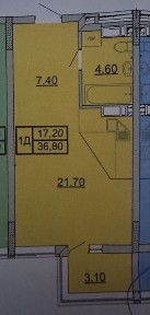 1 к квартира з правом власності 37,8 м кв, під програми суттєвий торг, ЖК Онікс