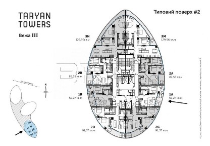 Продаж 1-кімнатної квартири в Taryan Towers | 3 вежа