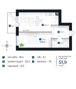 Велика 1к від забудовника на етапі здачі мм