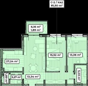Двокімнатна квартира 81,5 м2 (місто Винники) доступна єОселя