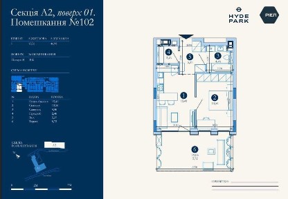 Продаж 1-кімнатних апартаментів 46,98 м2 з власним патіо в КБ Hyde Park, Личаківський район, поруч Шевченківський гай та центр міста.